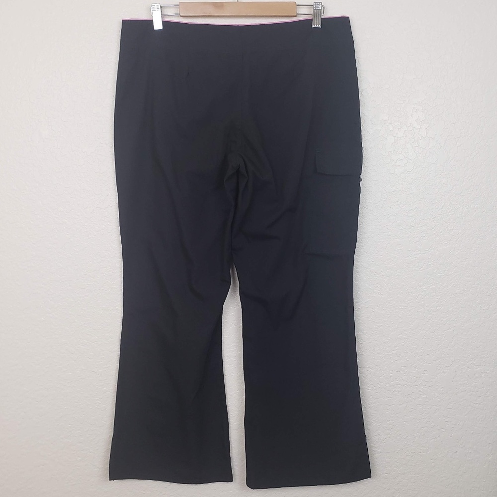 Black Wide-Leg Cargo Pocket Zip-Fly Lace-up Closure Women's Scrub Pant - Size MP - Picture 2 of 9